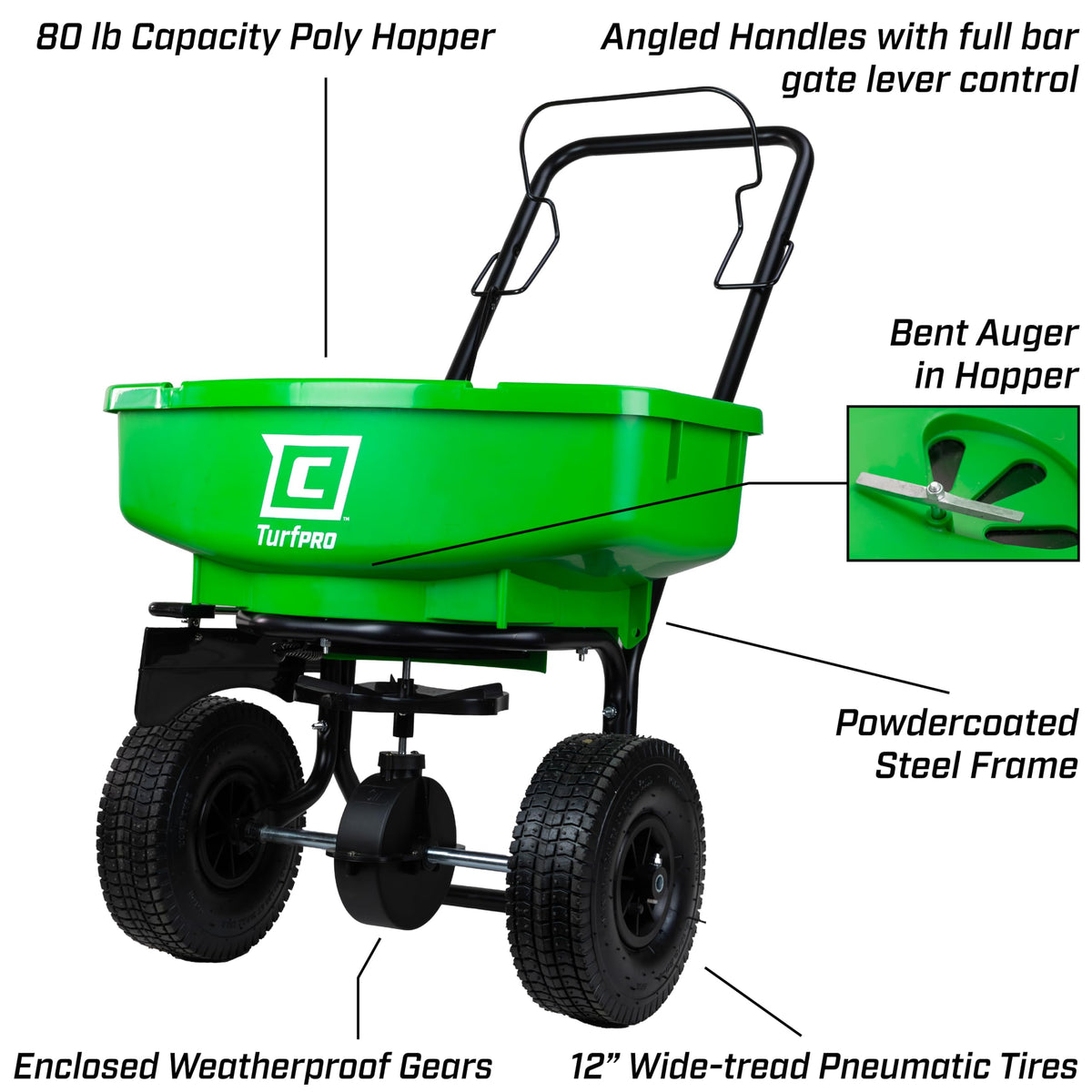 CHAPIN 89000A TurfPro 80 lb Lawn Spreader, Push, Seed and Fertilizer