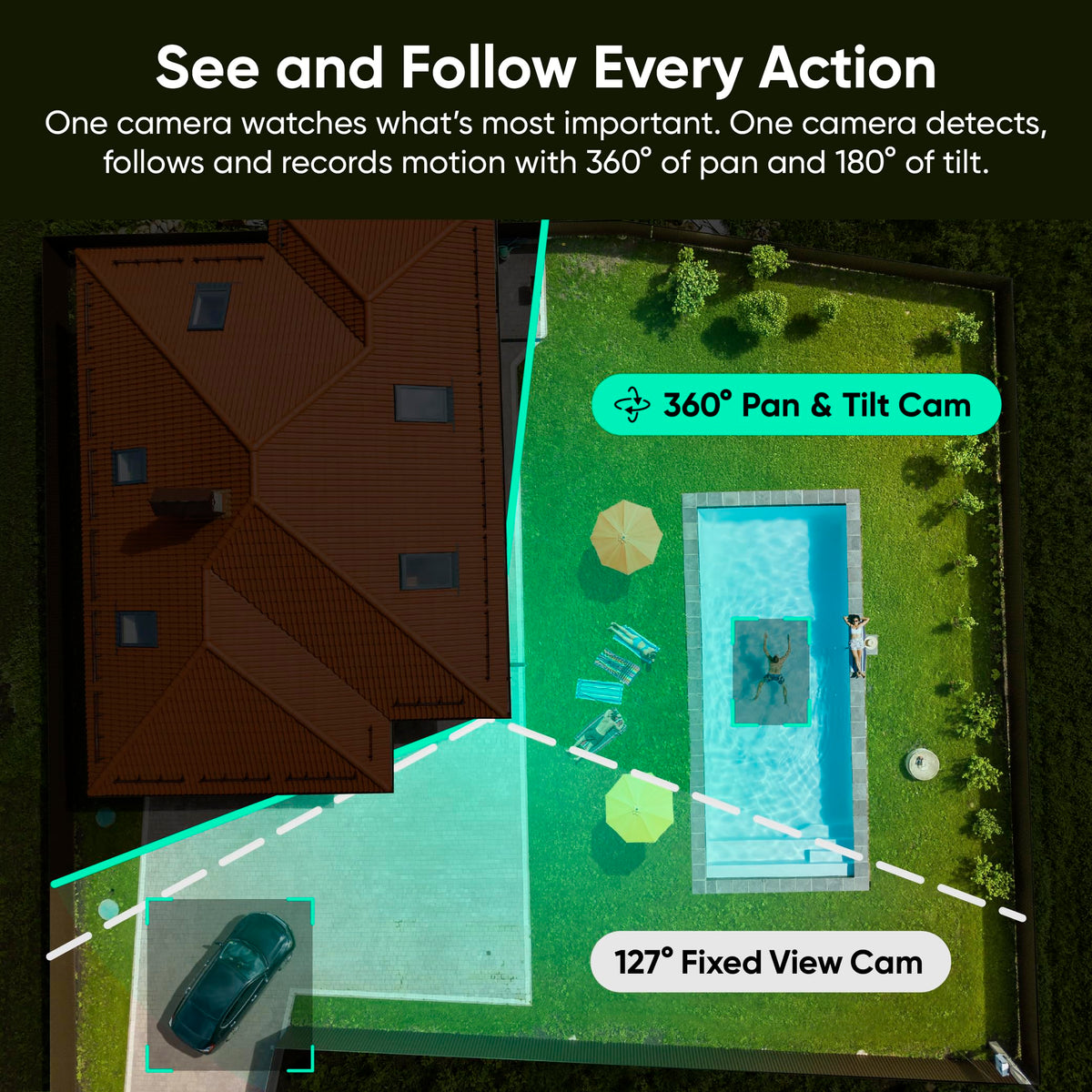WYZE Duo Cam Pan 2K Dual Cam Indoor/Outdoor Security Camera, 2-Pack