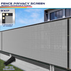 Windscreen4less Fence Privacy Screen 9' x 17' Heavy Duty Windscreen Fencing Mesh Fabric Cover for Patio Garden Backyard Lawn Carport Pool Fence, Light Gray