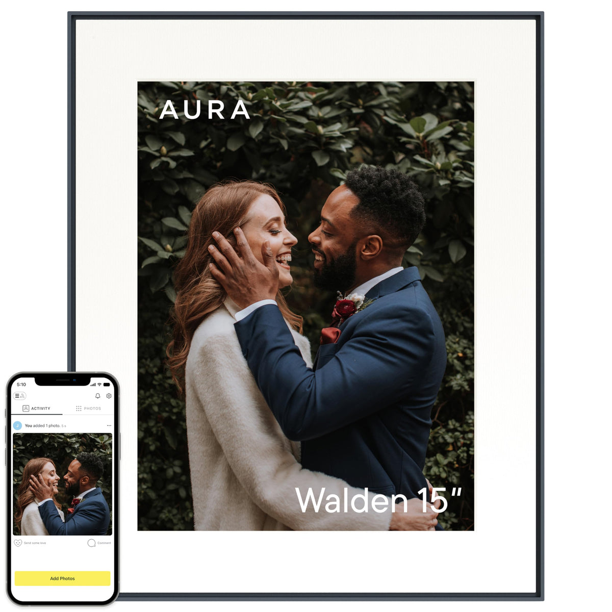 Aura Digital HD Picture Frame, Best Frame for Gifting, (10" - Carver Black)