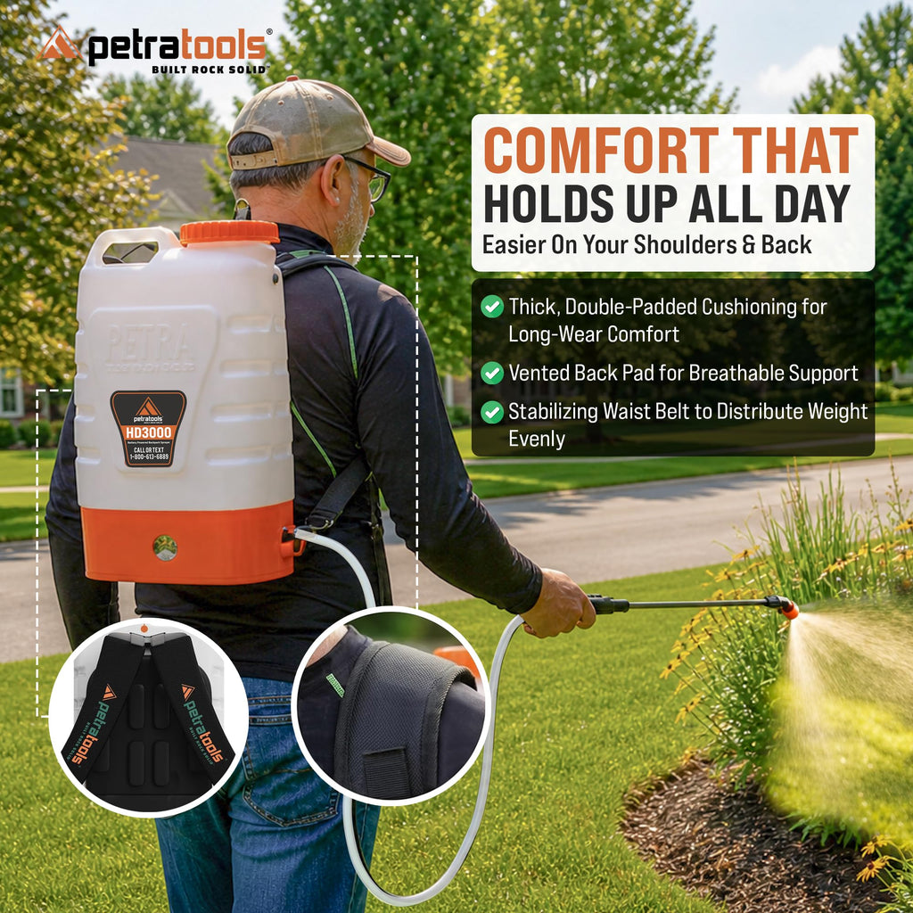 PetraTools 3 Gallon Battery Powered Backpack Sprayer - 2.5 Hour Runtime