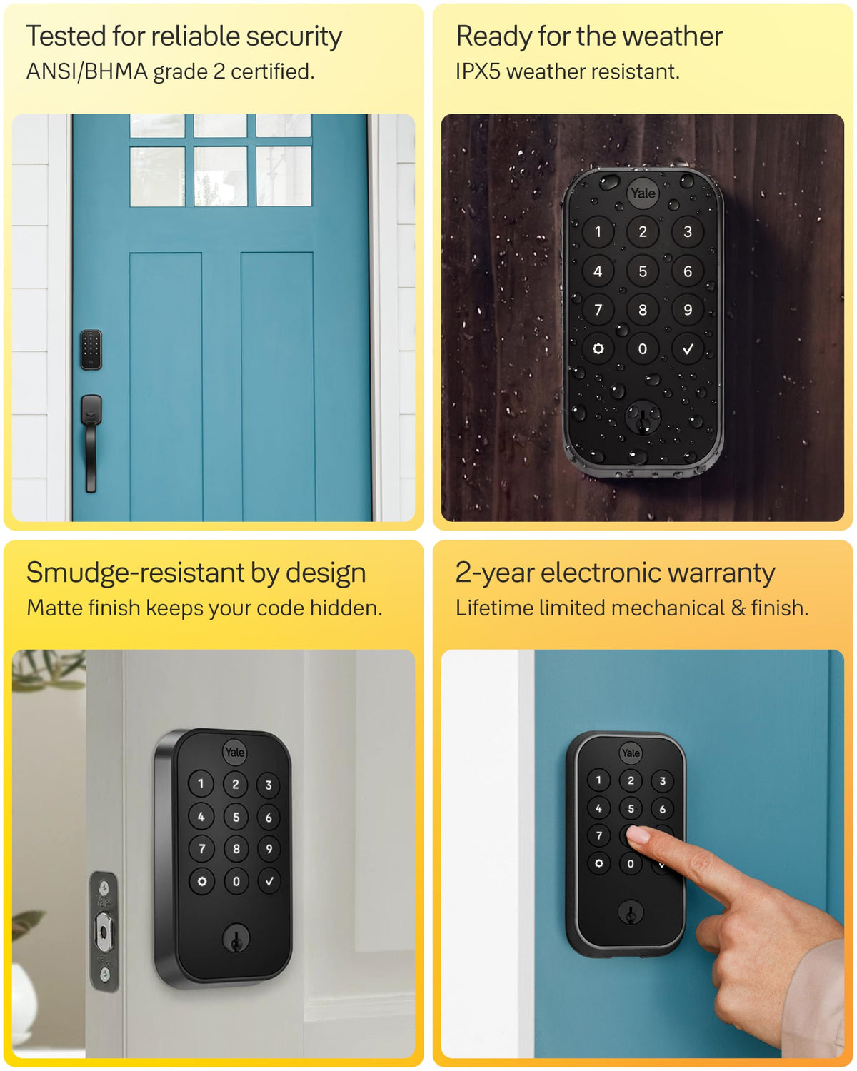 Yale WiFi Smart Lock Deadbolt with Keypad, Keyless Entry, Black Suede
