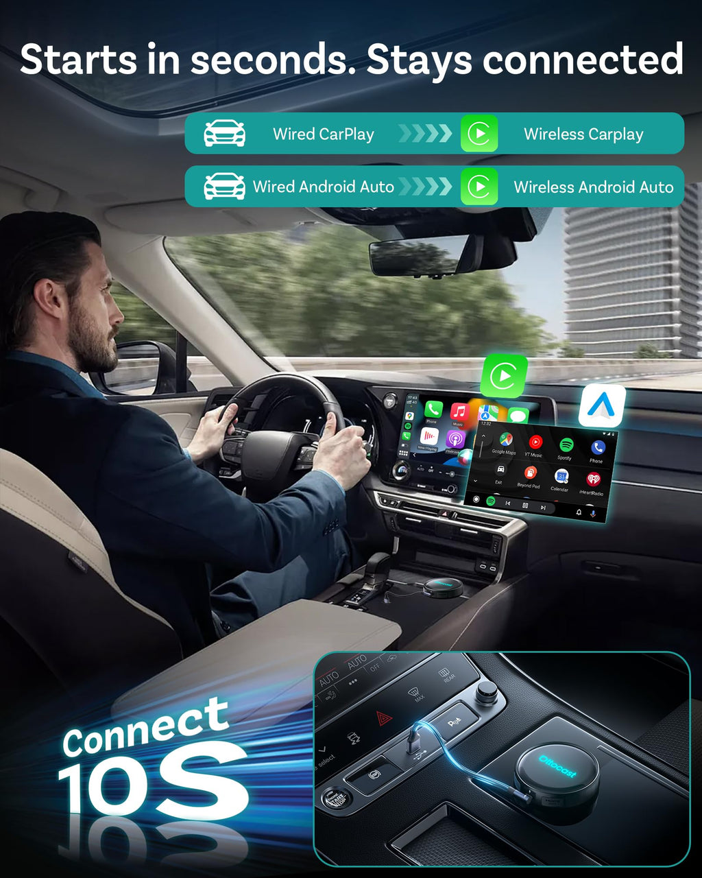 OTTOCAST P3 Pro Android 13 AI Box for CarPlay Android Auto Wireless