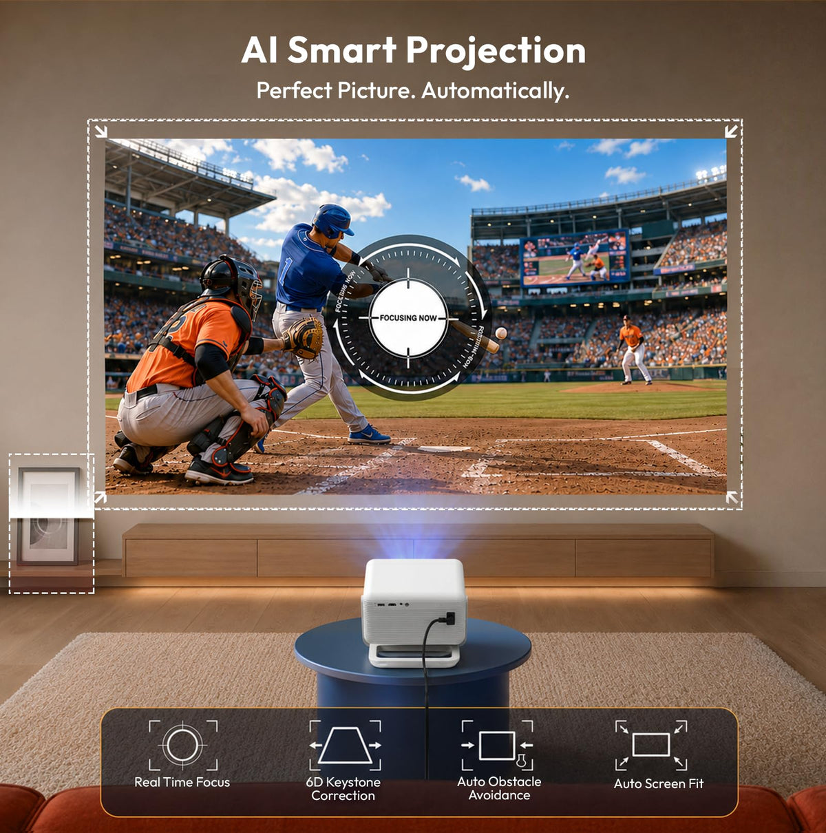 XGODY Gimbal N6 pro Smart Projector with Wifi6 and Bluetooth, 700 ANSI
