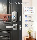 Veise VE012W-L WiFi Fingerprint Deadbolt Lock with Handle Set, Satin Nickel
