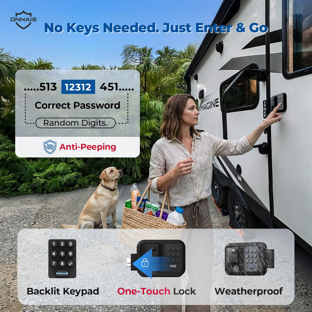 ONNAIS Keyless RV Door Lock - Fits Most Trailers & 5th Wheels
