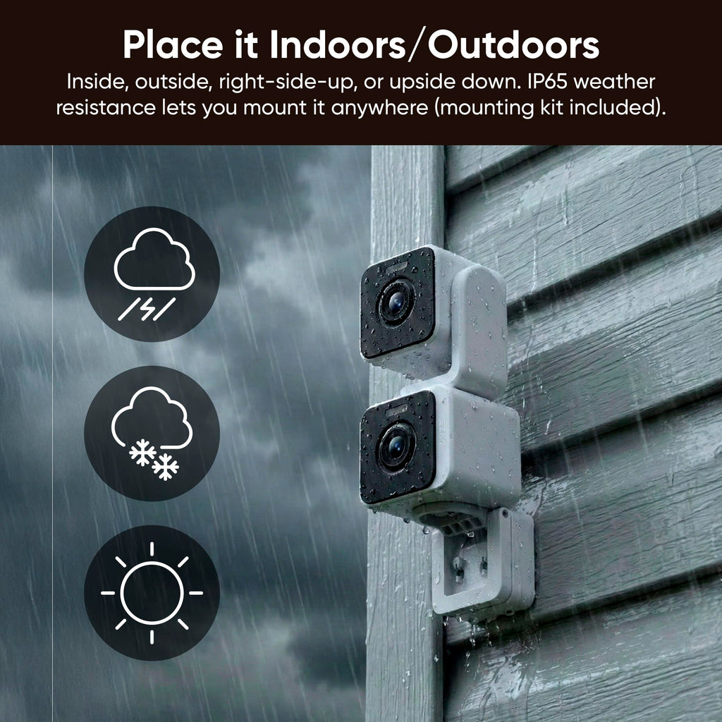 WYZE Duo Cam Pan 2K Dual Cam Indoor/Outdoor Security Camera, 2-Pack