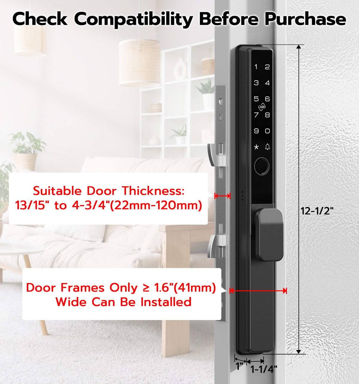 Anweller 2085 Mortise Smart Sliding Glass Door Lock