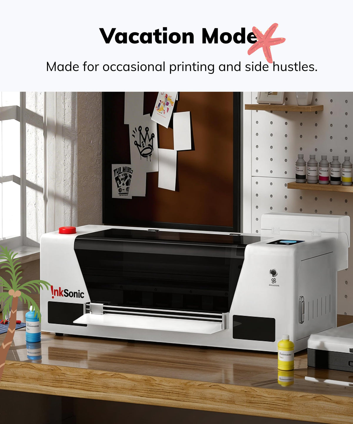 InkSonic 14" F1080 DTF Printer with Shaker & Dryer, Fume Extractor & Laptop
