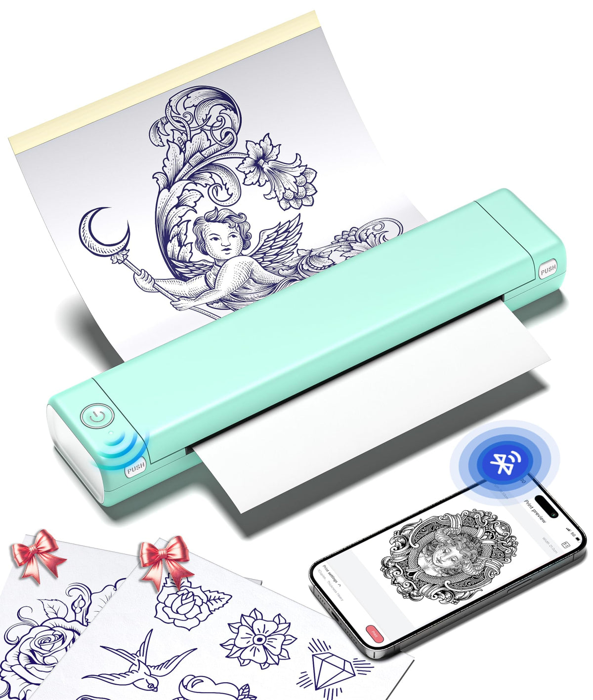 Phomemo M08F Tattoo Stencil Printer, Bluetooth, with 100Pcs Transfer Paper