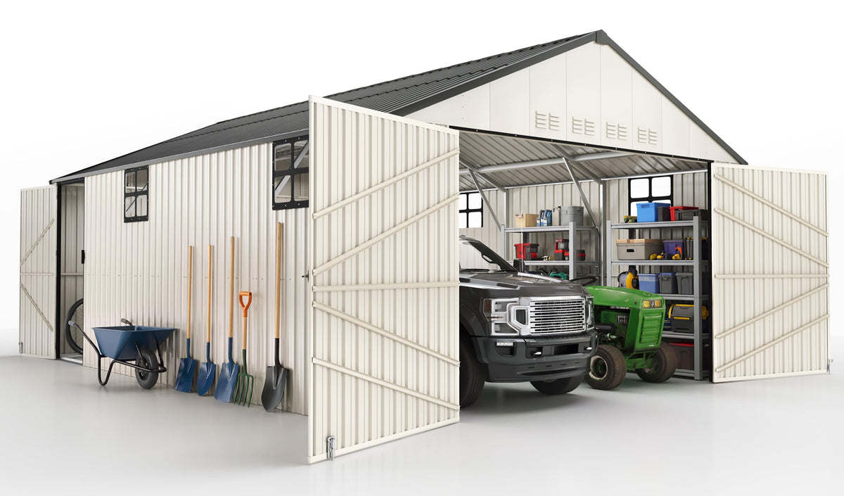 Quictent 6x4FT Resin Storage Shed with Floor, Plastic Shed(Base 5.6X3.7FT)