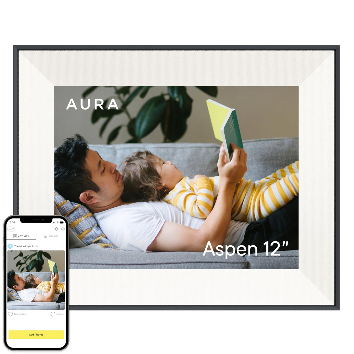Aura Digital HD Picture Frame, Best Frame for Gifting, (10" - Carver Black)