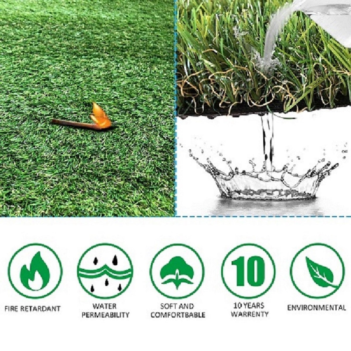 Petgrow Realistic Artificial Grass Rug - Indoor Outdoor Garden Lawn Landscape Synthetic Turf Mat - Thick Fake Grass Rug -13FT X 40FT(520 Square FT)