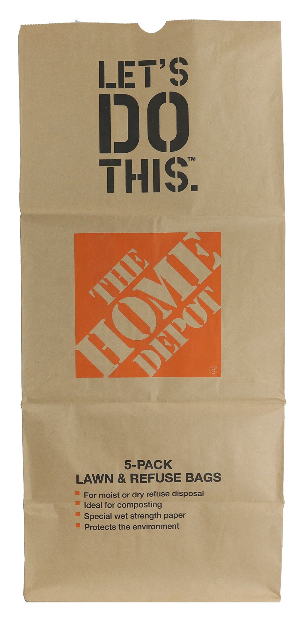 Home Depot Heavy Duty Brown Paper 30 Gallon Lawn and Refuse Bags for Home and Garden (70 Lawn Bags)