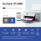 Epson EcoTank ET-2980 Wireless Color All-in-One Supertank Printer - White