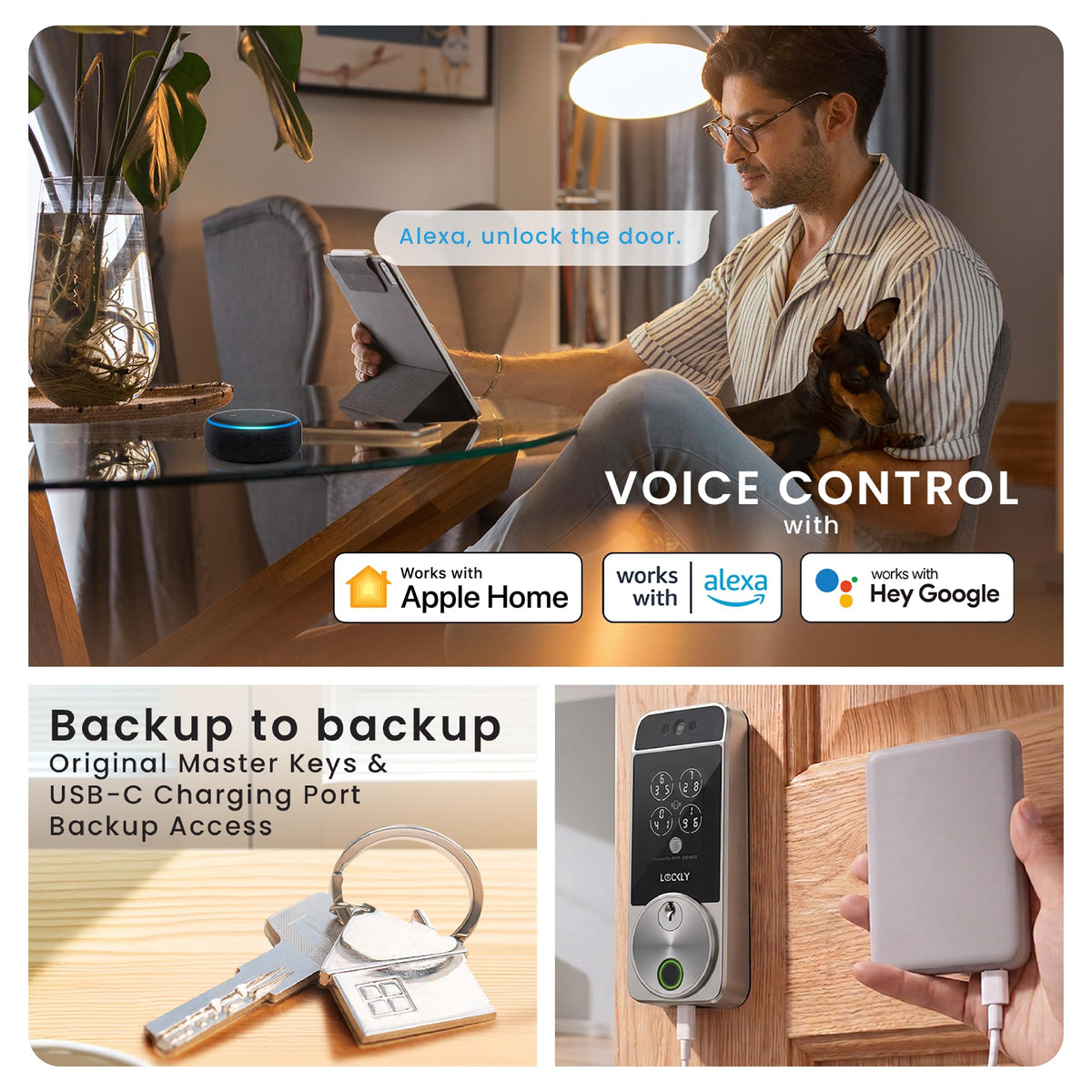 Lockly Visage Zeno Series Smart Lock with Facial Recognition, Fingerprint