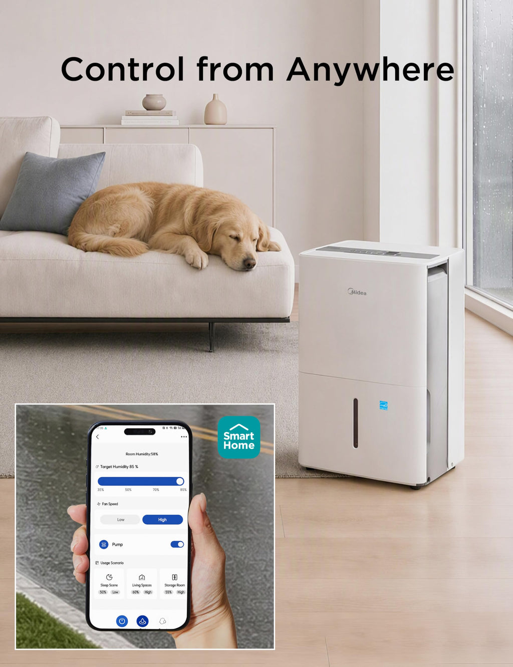 Midea 50 Pint Dehumidifier for Basement, 4,500 Sq. Ft, Energy star