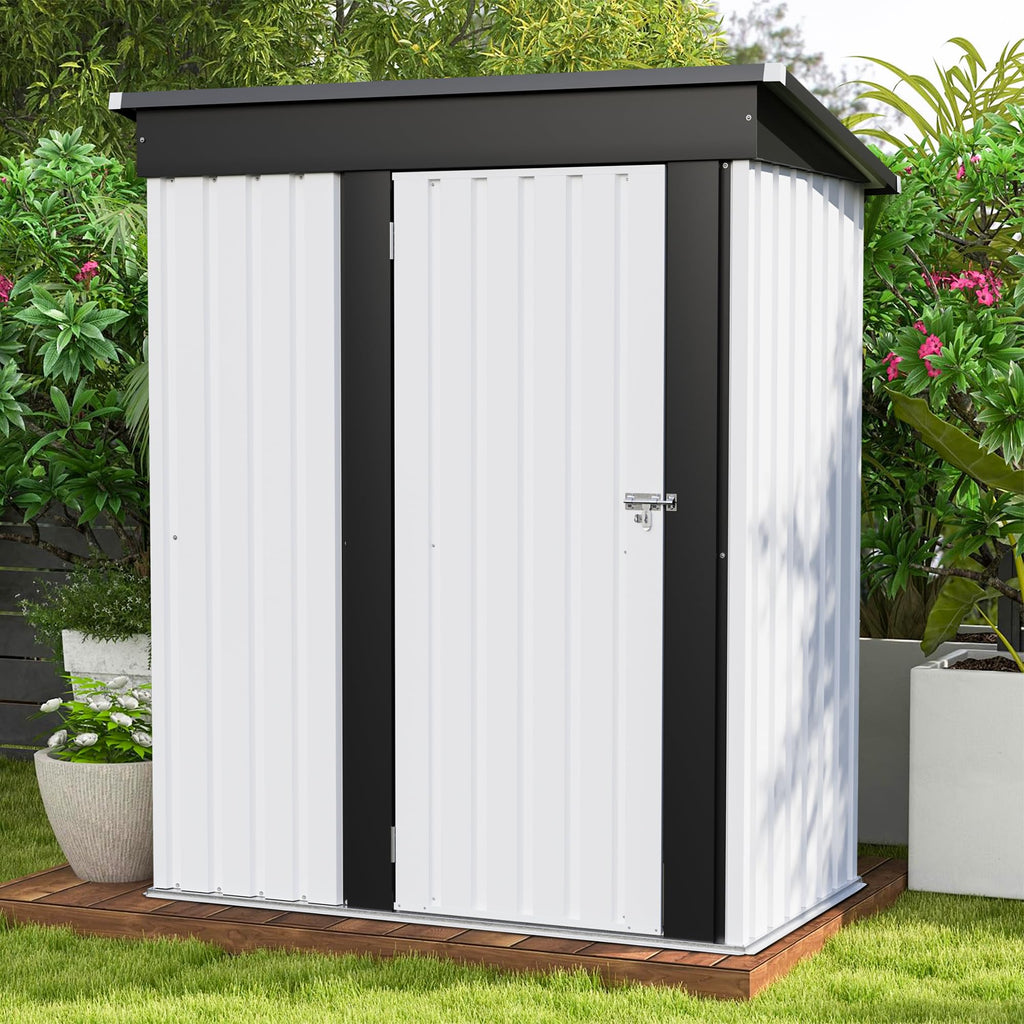 Patiowell 6x4 FT Outdoor Storage Shed, Metal Storage Sheds, Brown