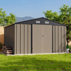 Patiowell 6x4 FT Outdoor Storage Shed, Metal Storage Sheds, Brown