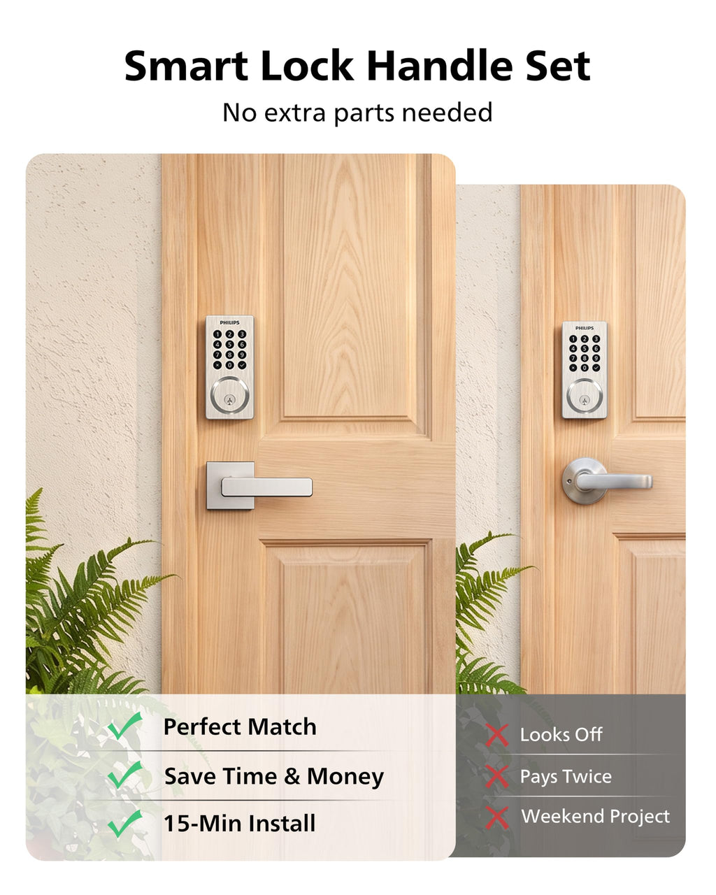Philips WiFi Keypad Door Lock with Handle, App Control Smart Deadbolt Lock
