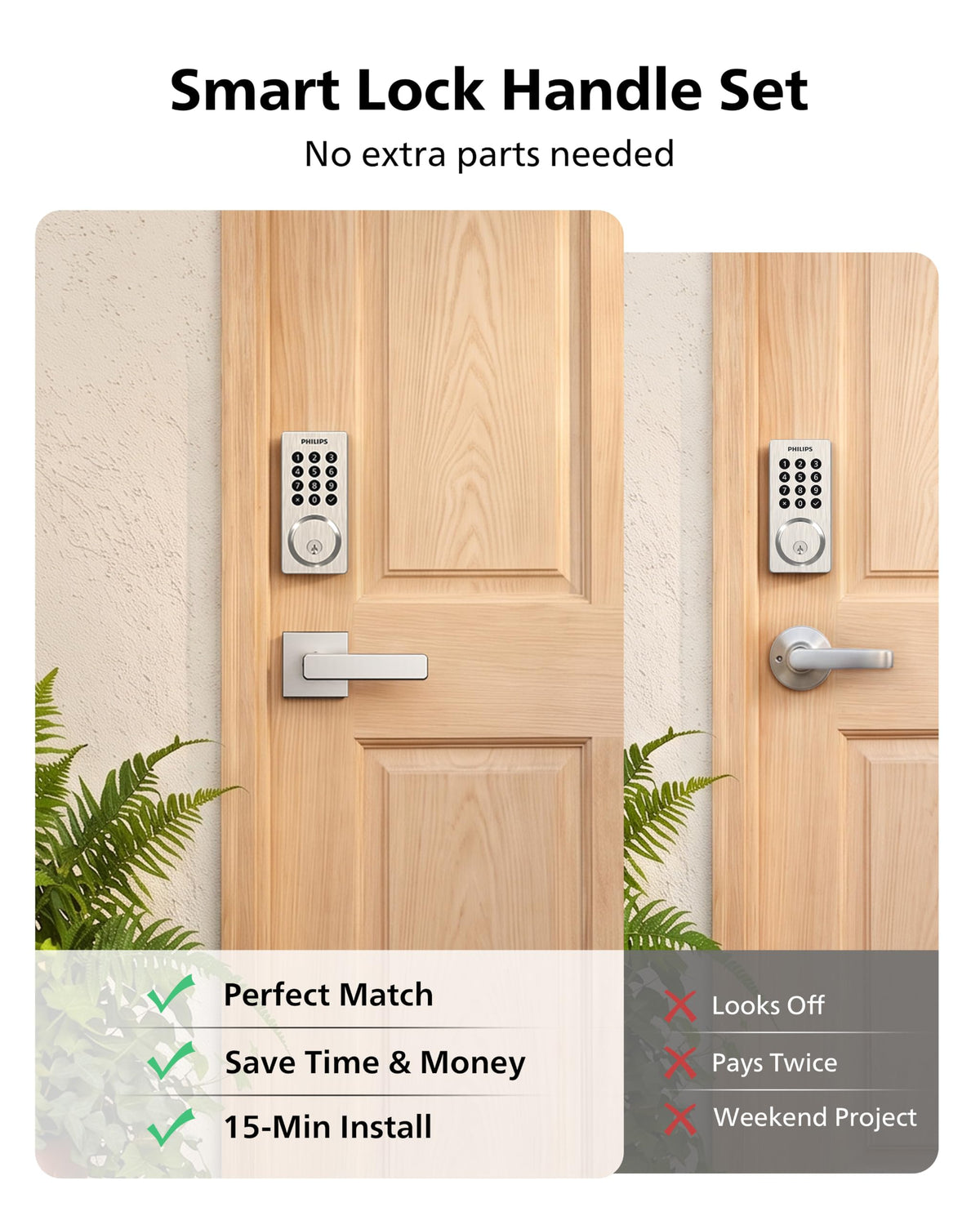 Philips WiFi Keypad Door Lock with Handle, App Control Smart Deadbolt Lock