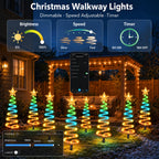 16 Pack Christmas Pathway Lights Outdoor, Smart RGB Spiral Xmas Tree Lights
