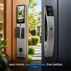 Smart Lock with Face Recognition: Biometric Palm Vine & Fingerprint, Video Intercom, Wishome APP Control, Keyless Entry Door Lock with HD Camera Display, Anti-Theft Alarm (Silver)