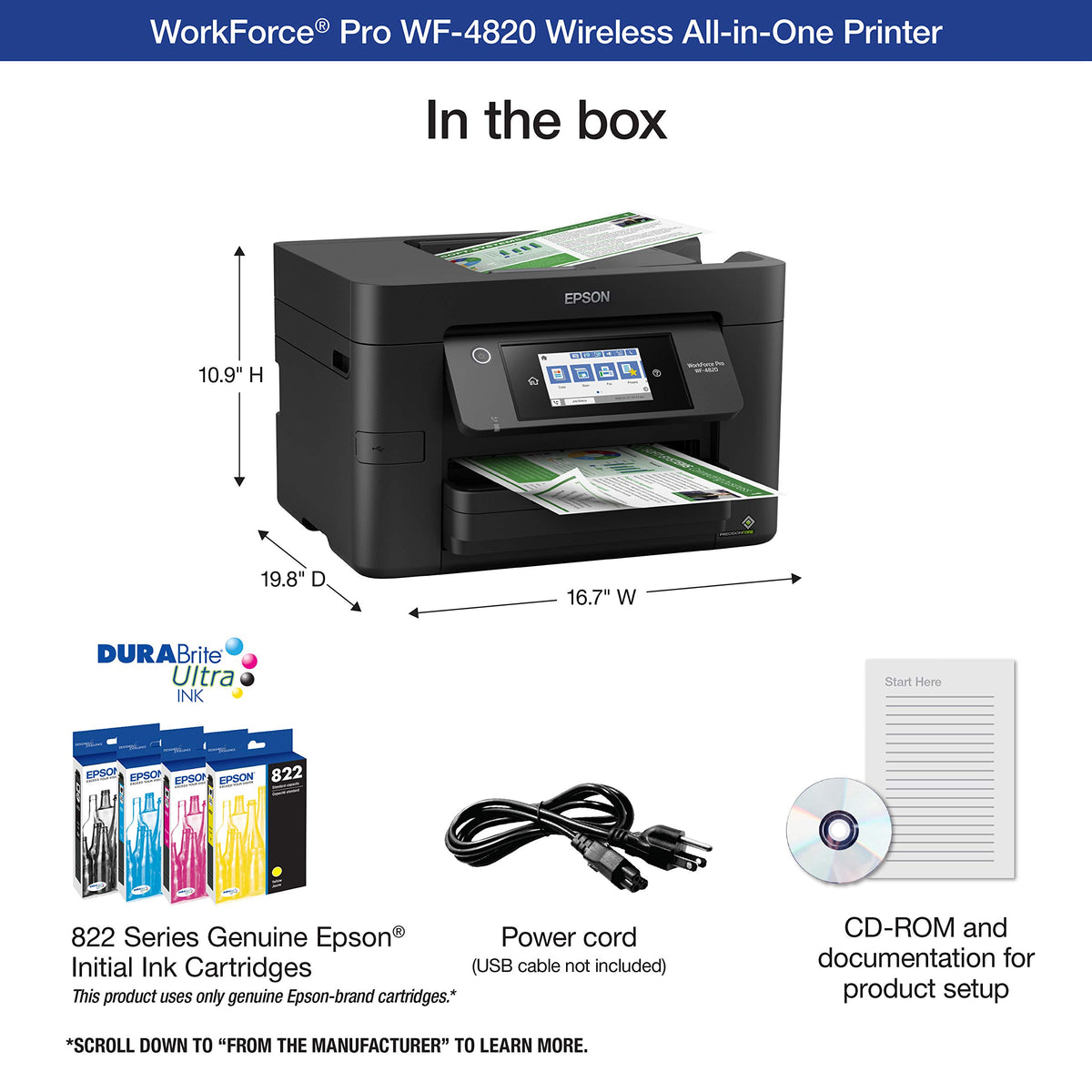 Epson Workforce Pro WF-4820 Wireless Color All-in-One Inkjet Printer