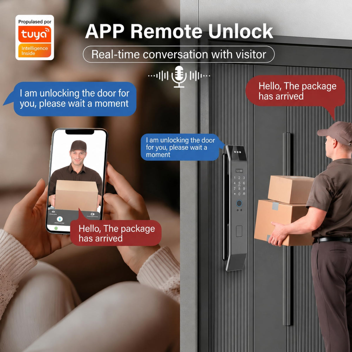 Smart Door Lock with Facial Recognition, WiFi Camera and Tuya App, Keyless Entry Electronic Door Lock for Smart Home Security