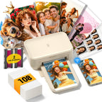HPRT Photo Printer 4x6 with 108 Sheets Photo Paper & 2 Ribbons