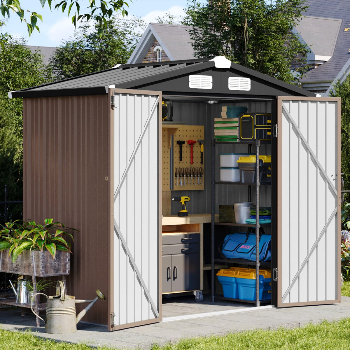 Aoxun 6x4 FT Shed Outdoor Storage Shed, Black