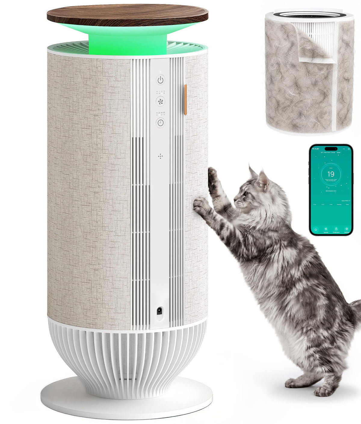 Petbobi Pet Air Purifier for Home, Reduce Pet Hair, Odors, Dust, Dander