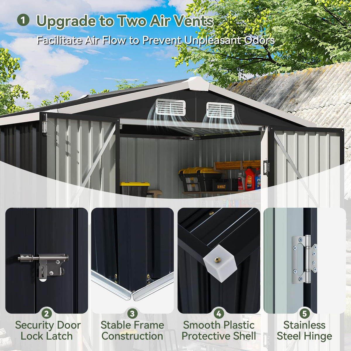 Aoxun 6x4 FT Shed Outdoor Storage Shed, Black