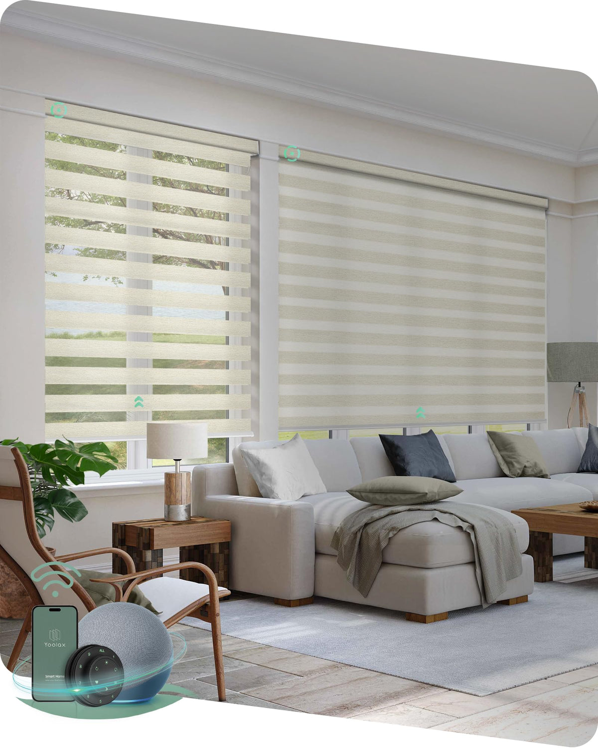 Yoolax Motorized Zebra Blinds with Remote, Room Darkening Smart Blinds