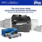 Brother MFC-L2820DW Wireless Compact Monochrome All-in-One Laser Printer with Copy, Scan and Fax, Duplex, Black & White | Includes Refresh Subscription Trial(1), Works with Alexa