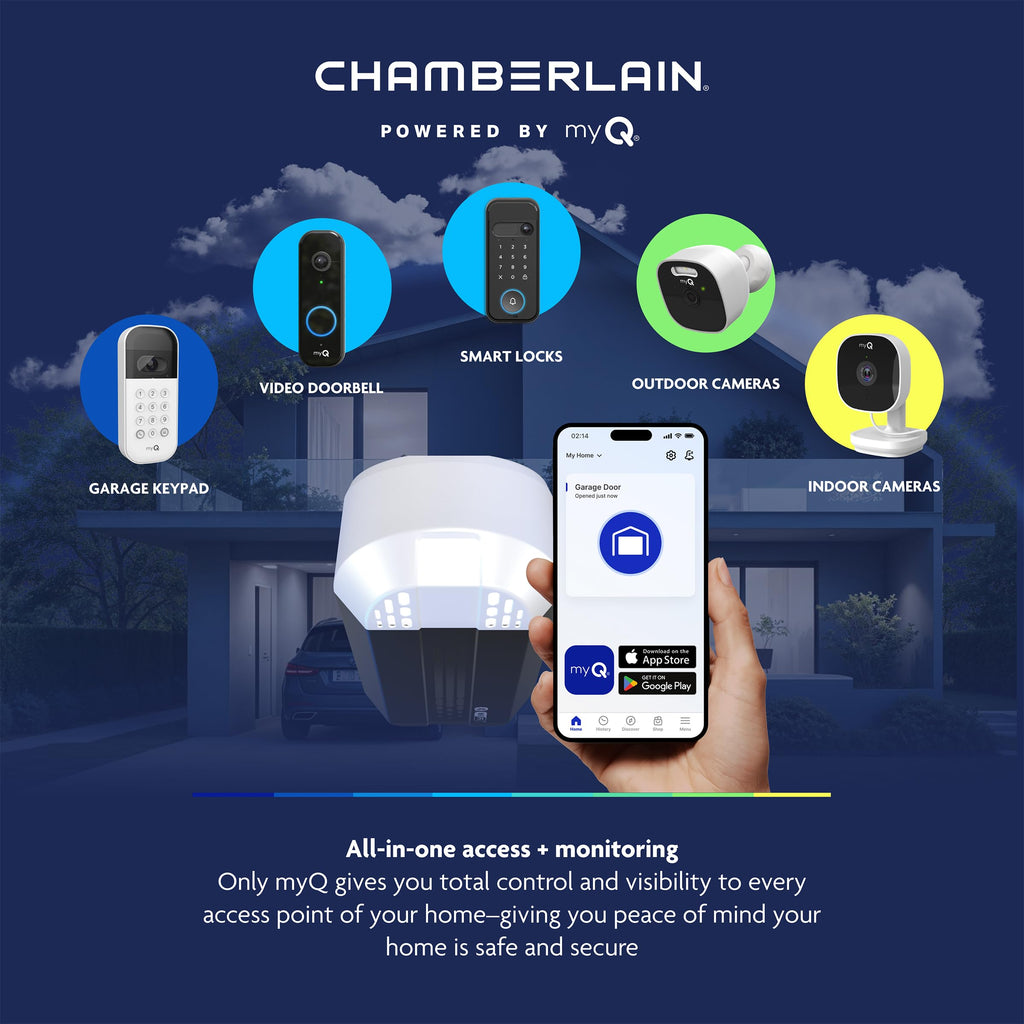 Chamberlain Belt Drive myQ Garage Door Opener, 1/2 HP w/Battery Backup