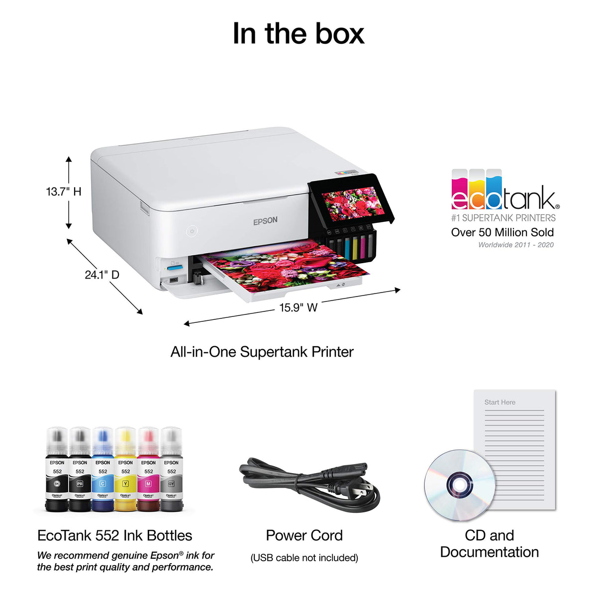 Epson EcoTank Photo ET-8500 Wireless Color All-in-One Supertank Printer