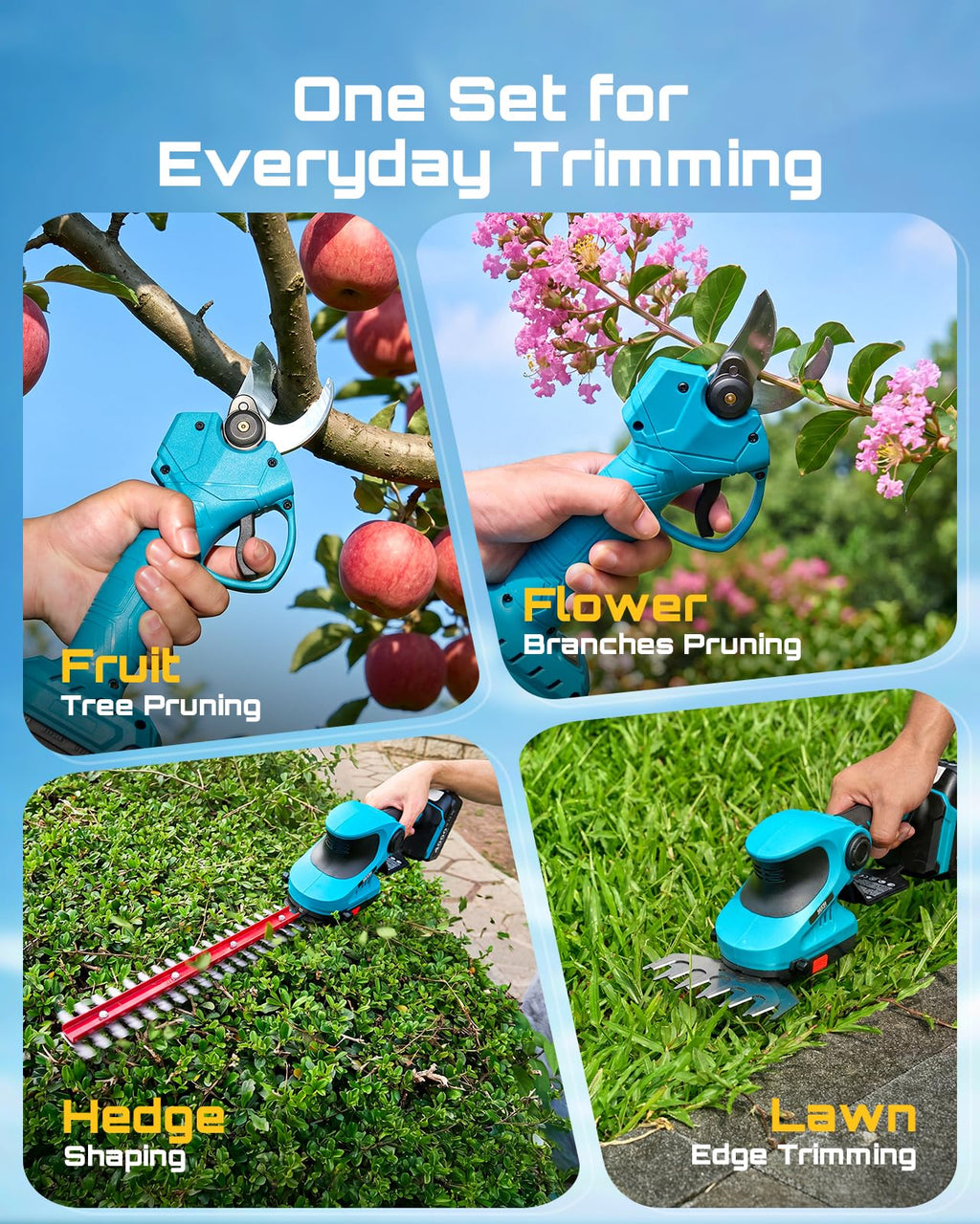 SEESII 3-in-1 Cordless Hedge Trimmer, Grass Shear & Electric Pruning Shears