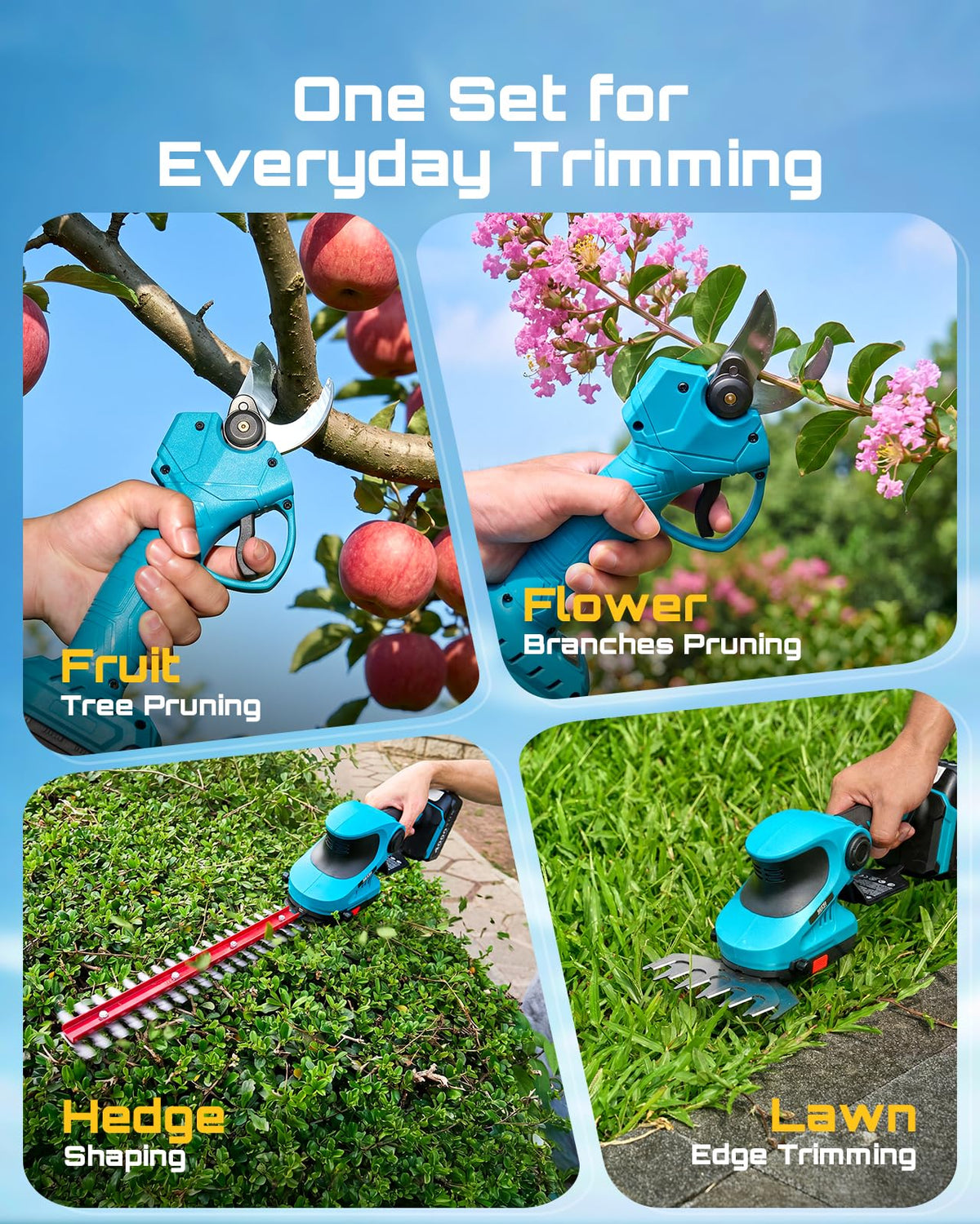 SEESII 3-in-1 Cordless Hedge Trimmer, Grass Shear & Electric Pruning Shears