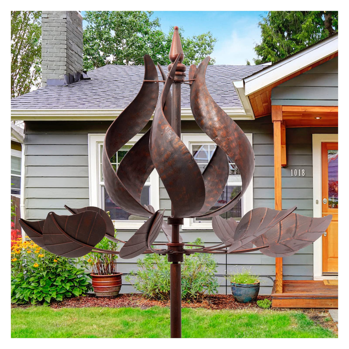 Yard Garden Wind Spinners - Large Outdoor Metal Wind Spinners with Stake, Yard Art Lawn Garden Decor (19" W x 87" H)