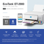 Epson EcoTank ET-2900 Wireless All-in-One Color Supertank Printer with up to 3 Years of Ink, Refillable Tanks, Perfect for Home, 11 PPM, 1.44" Color Screen, Built-in Scanner – White