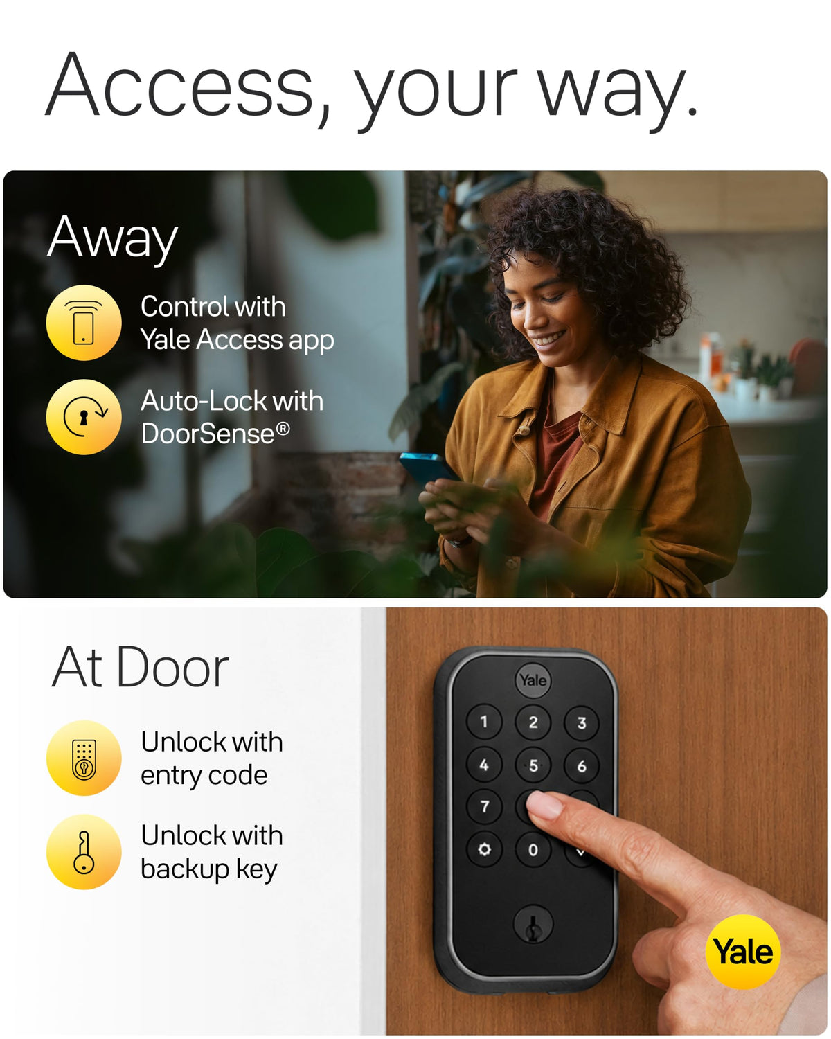 Yale WiFi Smart Lock Deadbolt with Keypad, Keyless Entry, Black Suede