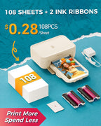 HPRT Photo Printer 4x6 with 108 Sheets Photo Paper & 2 Ribbons