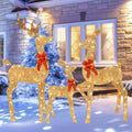 5 FT Oversized Christmas Decorations Outdoor Lighted Reindeer – 3-Piece 2D Deer Family Set with 160 Warm White LED Lights for Yard, Lawn, Garden & Porch Holiday Display - White