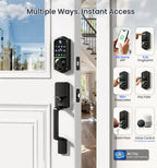 Veise VE017-D Fingerprint Smart Front Door Lock Set, Matte Black