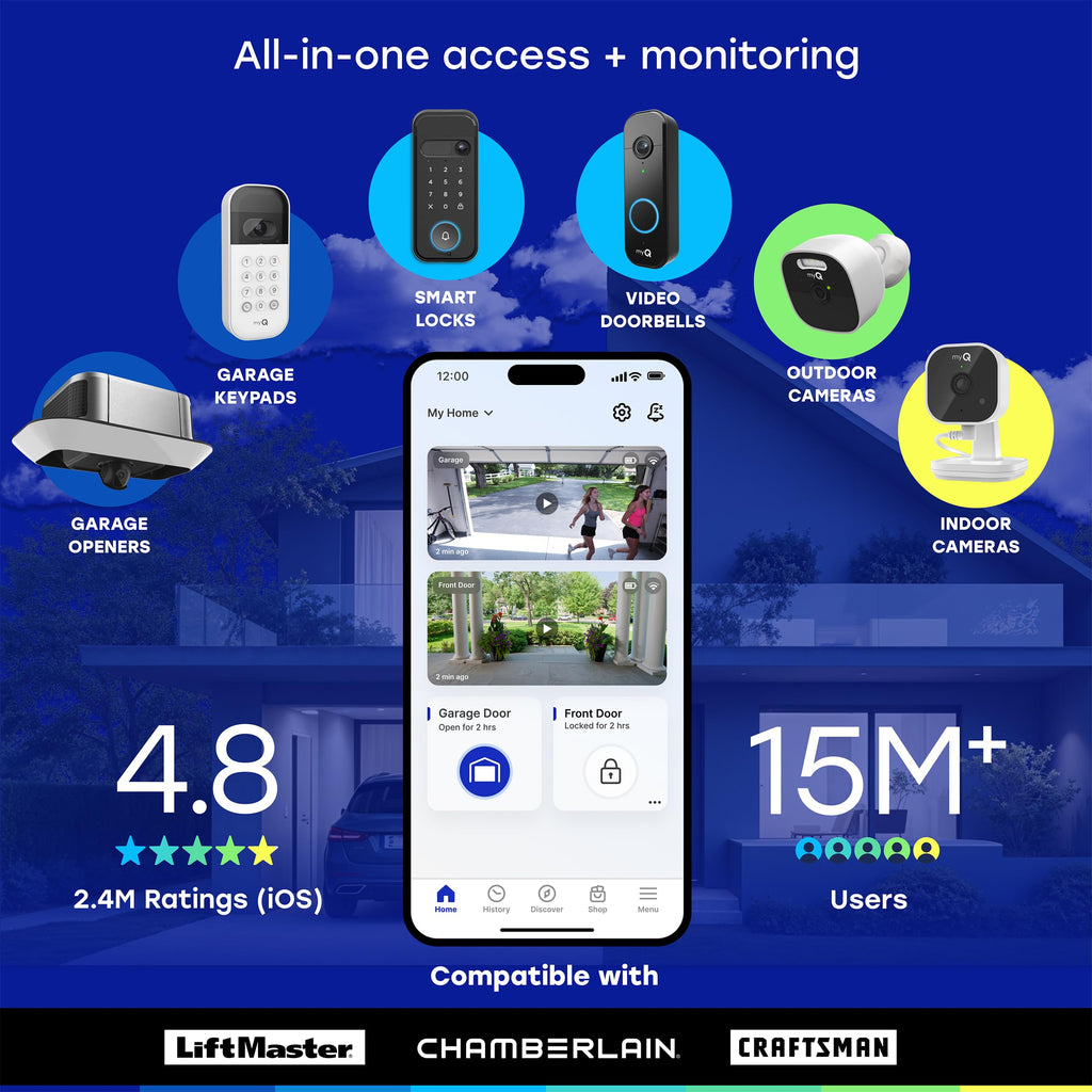 myQ Secure View™ 3-in-1 Smart Lock with 2K HDR Video Doorbell Camera, Face Access, Fingerprint Access, PIN & App Control — Intelligent Entry with Built-in Camera, Color Night Vision & Two-Way Audio
