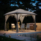 10x10 Arc Gazebo Canopy with Curtains & Double Roof