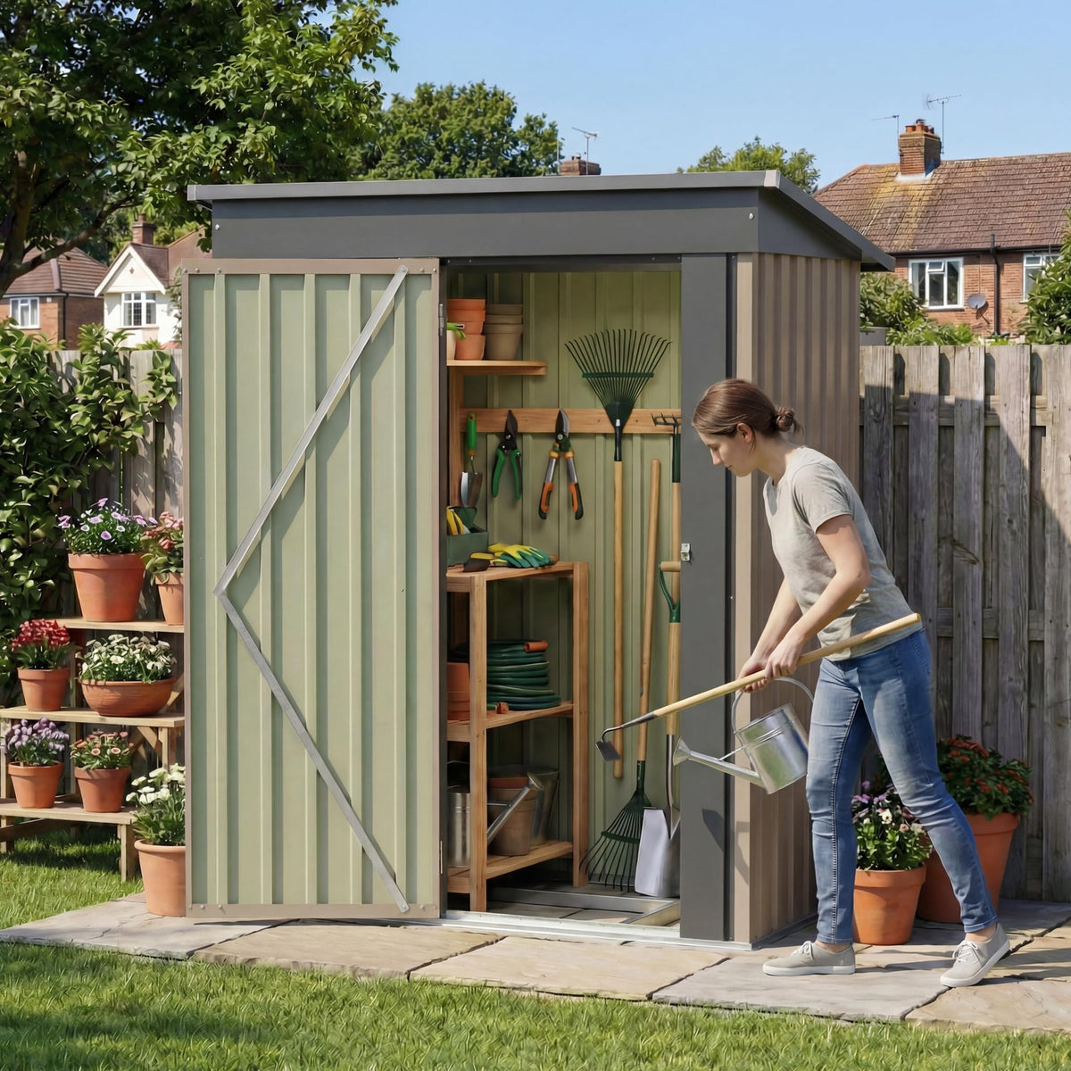 Devoko 10x8 FT Outdoor Storage Shed, Brown