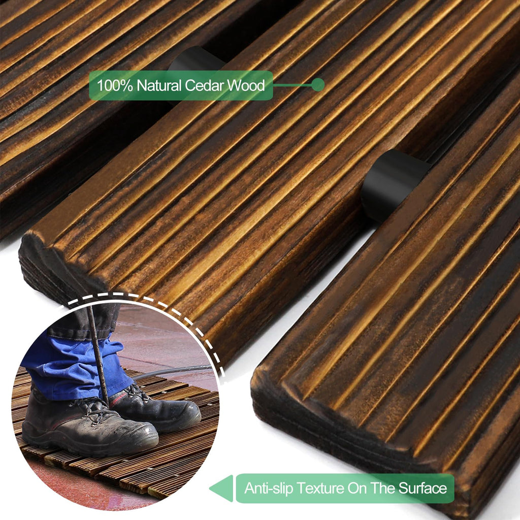 24' Wooden Garden Pathway,Outdoor Roll Out Walkway,Patio Footpath