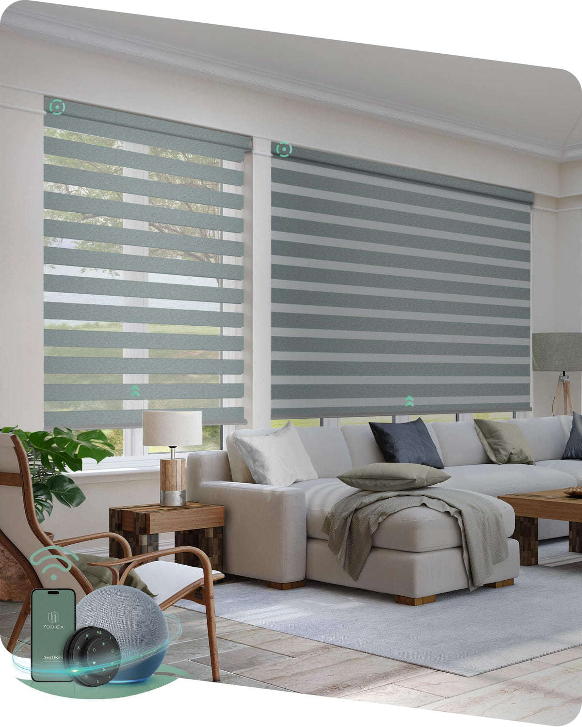 Yoolax Motorized Zebra Blinds with Remote, Room Darkening Smart Blinds
